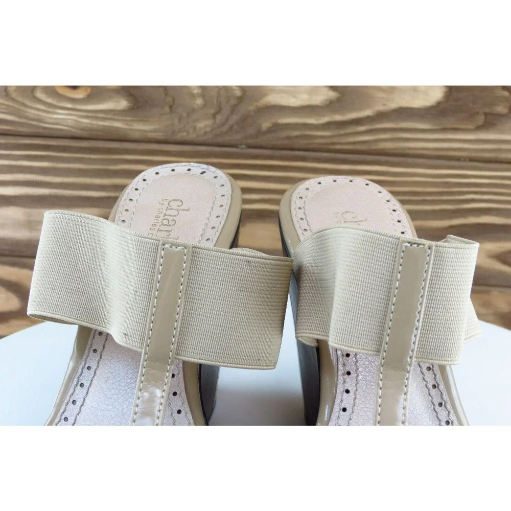 CHARLES DAVID Size 8 M Beige Slide Synthetic Women Sandal Shoes‎